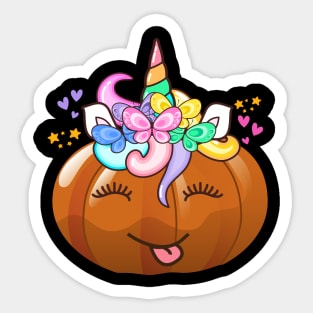 Pumpkin Unicorn Cute Pumpkincorn Halloween Sticker